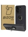 Etui z uchwytem na palec Bizon Case Hybrid Ring do Xiaomi Redmi 13C / Xiaomi Poco C65 przydymione z czarną ramką