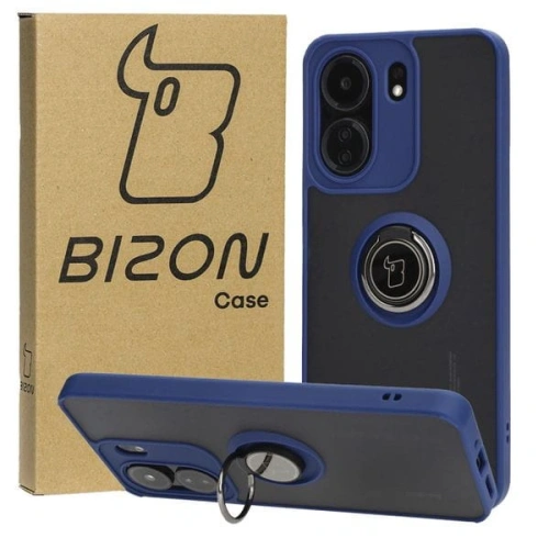 Kup Etui z uchwytem na palec Bizon Case Hybrid Ring do Xiaomi Redmi 13C / Xiaomi Poco C65 przydymione z granatową ramką - BIZ4140 - {ean13} - Sklep Home Screen