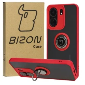 Kup Bizon Case Hybrid Ring Xiaomi Redmi 13C / Xiaomi Poco C65 rauchig mit einem roten Rahmen - BIZ4141 - {ean13} - Sklep Home Screen