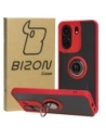 Bizon Case Hybrid Gyűrű Xiaomi Redmi 13C / Xiaomi Poco C65 füstös piros kerettel