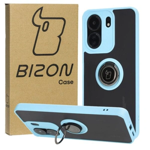 Kup Bizon Case Hybrid Ring Xiaomi Redmi 13C / Xiaomi Poco C65 fumuriu cu un cadru de culoare albastră deschisă - BIZ4142 - {ean13} - Sklep Home Screen