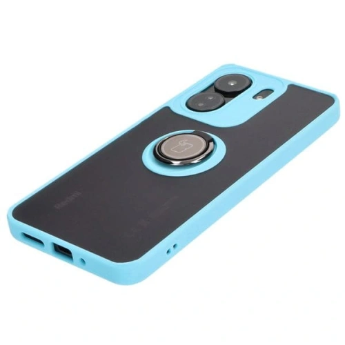 Kup Bizon Case Hybrid Ring Xiaomi Redmi 13C / Xiaomi Poco C65 rauchig mit einem hellblauen Rahmen - BIZ4142 - {ean13} - Sklep Home Screen