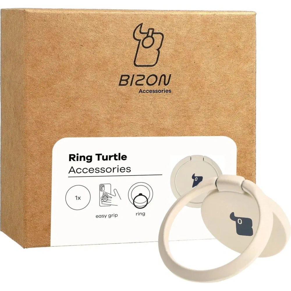 Uchwyt na palec Bizon Accessories Ring Turtle uniwersalny beżowy