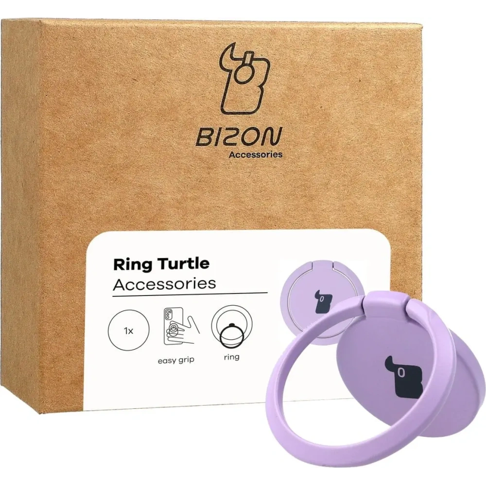 Uchwyt na palec Bizon Accessories Ring Turtle uniwersalny jasnofioletowy