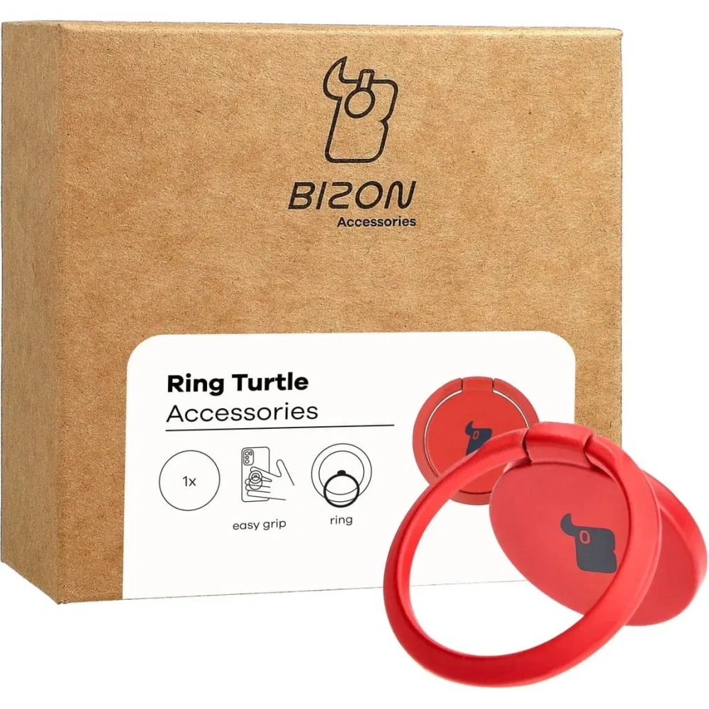 Uchwyt na palec Bizon Accessories Ring Turtle uniwersalny czerwony