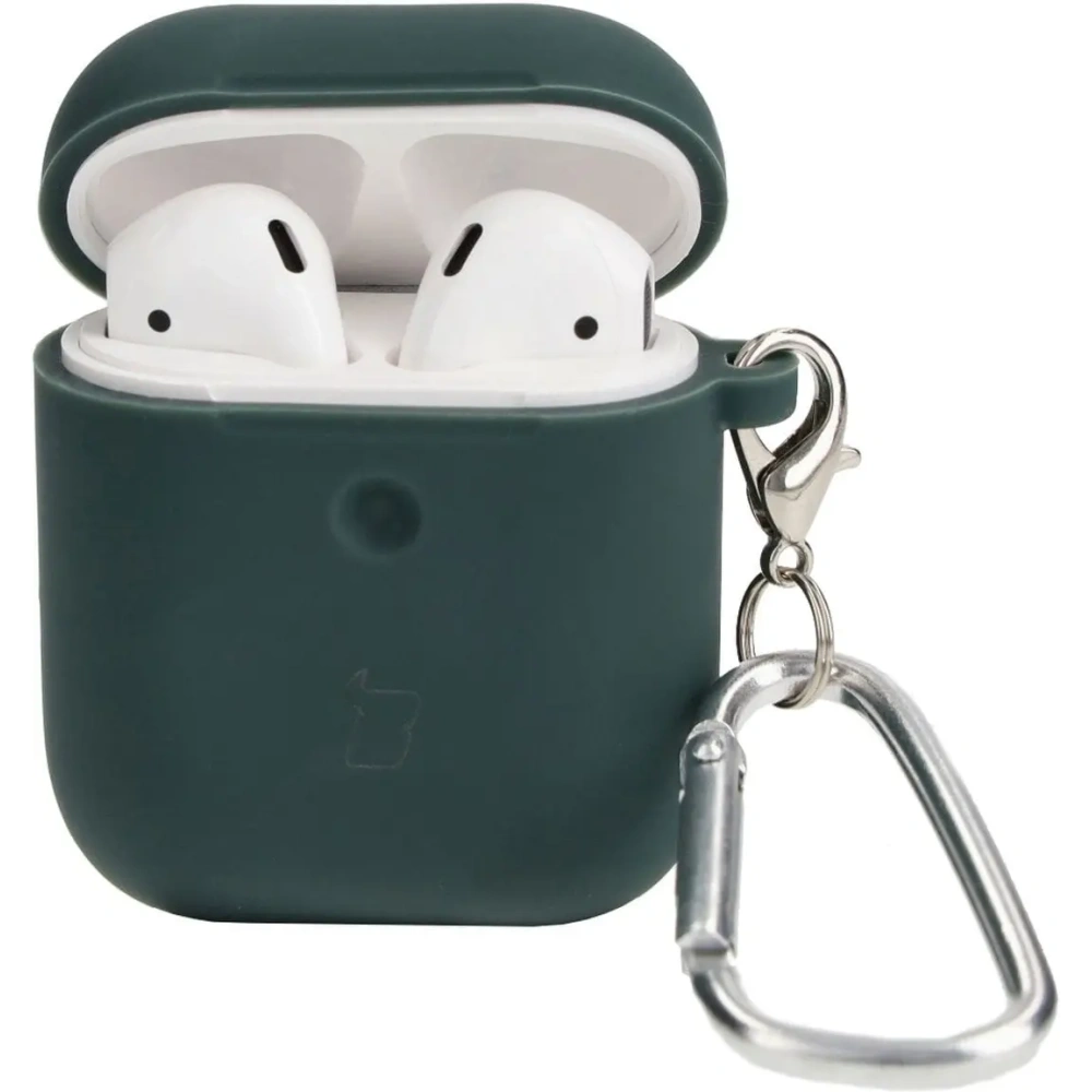 Etui Bizon Case Headphone Silicone do AirPods 1/2 ciemnozielone