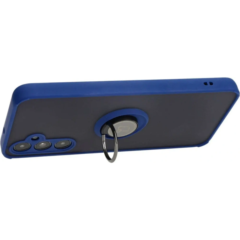 Etui z uchwytem na palec Bizon Case Hybrid Ring do Samsung Galaxy A05s przydymione z granatową ramką