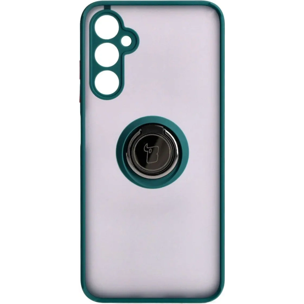 Etui z uchwytem na palec Bizon Case Hybrid Ring do Samsung Galaxy A05s przydymione z ciemnozieloną ramką