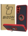 Etui s úchopem na prst Bizon Case Hybrid Ring pro Samsung Galaxy A05s kouřové s červeným rámem