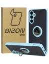 Etui z uchwytem na palec Bizon Case Hybrid Ring do Samsung Galaxy A05s kouřové s jasně modrým rámem
