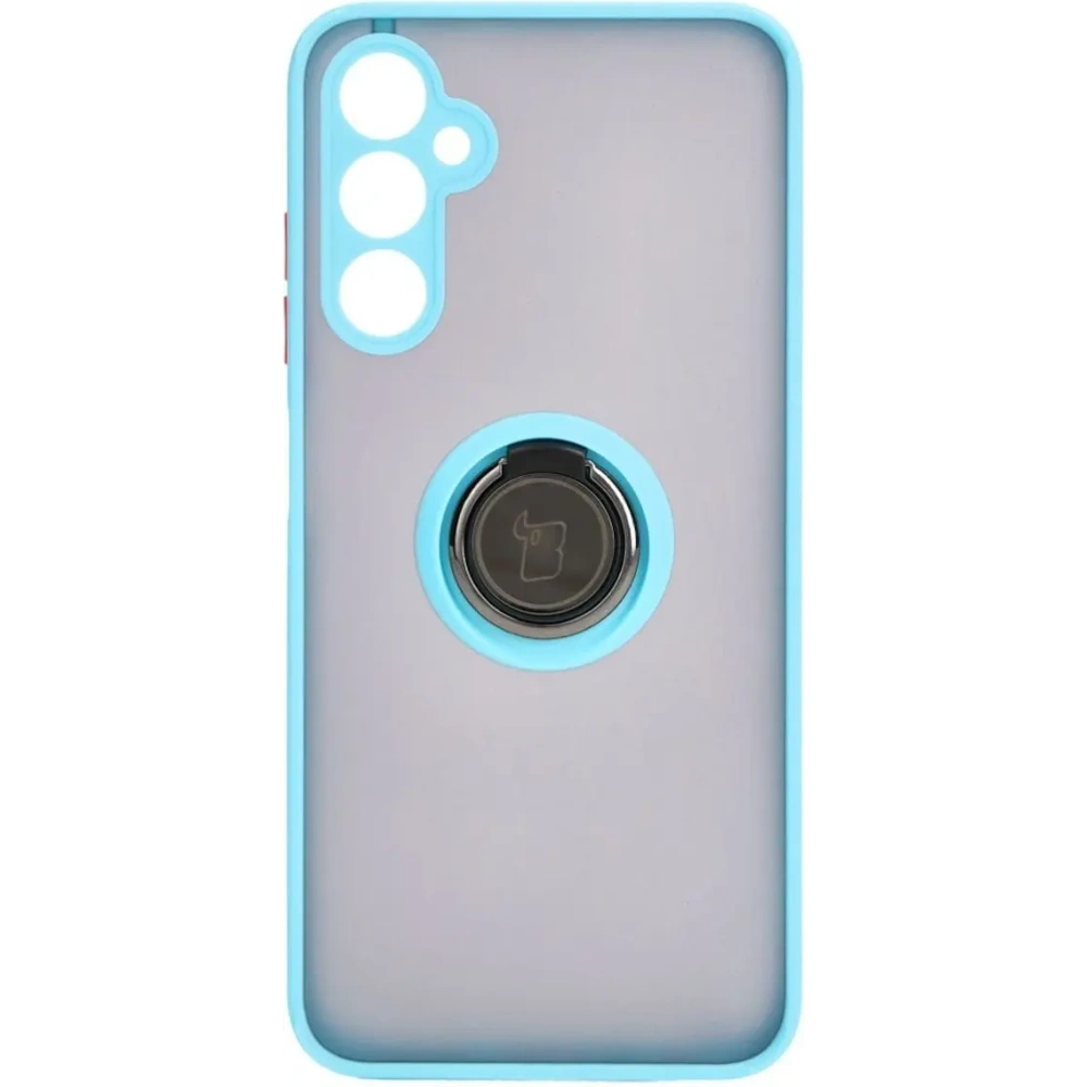 Etui z uchwytem na palec Bizon Case Hybrid Ring do Samsung Galaxy A05s przydymione z jasnoniebieską ramką