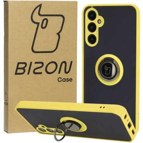 Kup Etui s úchytem na prst Bizon Case Hybrid Ring do Samsung Galaxy A05s kouřové s žlutým rámem - BIZ4187 - {ean13} - Sklep Home Screen