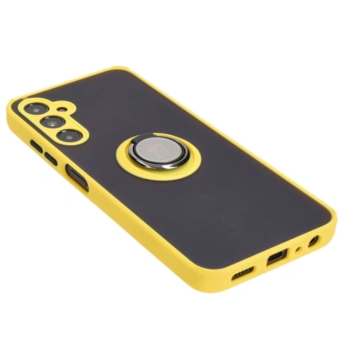 Kup Etui s úchytem na prst Bizon Case Hybrid Ring do Samsung Galaxy A05s kouřové s žlutým rámem - BIZ4187 - {ean13} - Sklep Home Screen