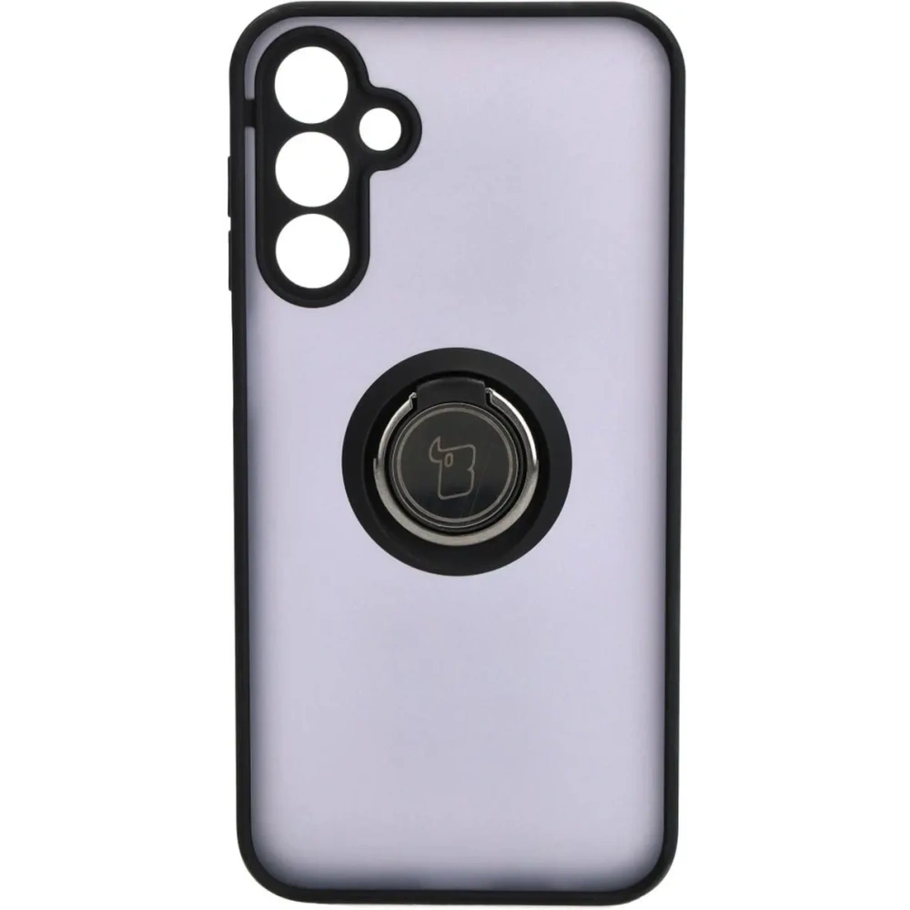 Etui z uchwytem na palec Bizon Case Hybrid Ring do Samsung Galaxy A15 5G/4G przydymione z czarną ramką