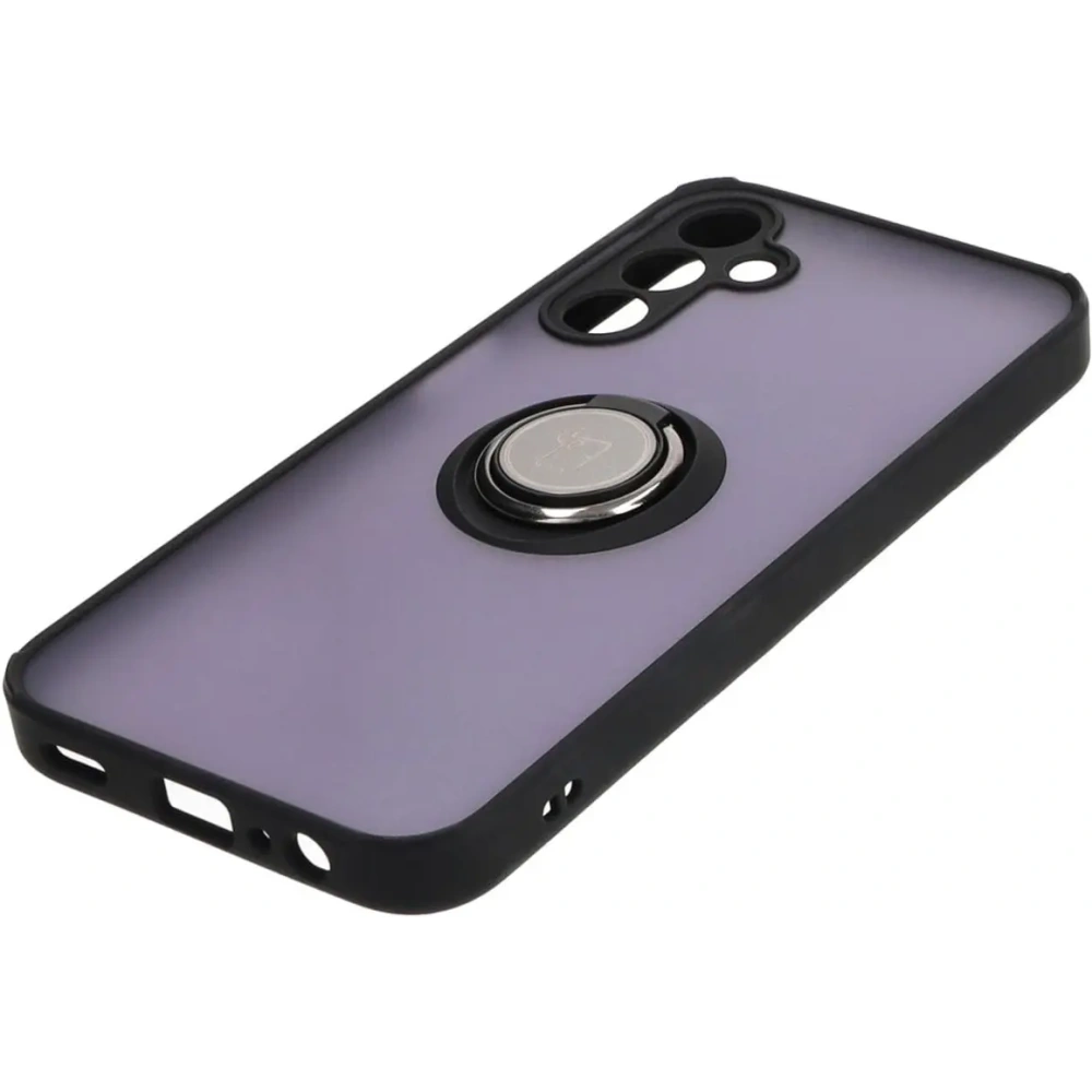 Etui z uchwytem na palec Bizon Case Hybrid Ring do Samsung Galaxy A15 5G/4G przydymione z czarną ramką