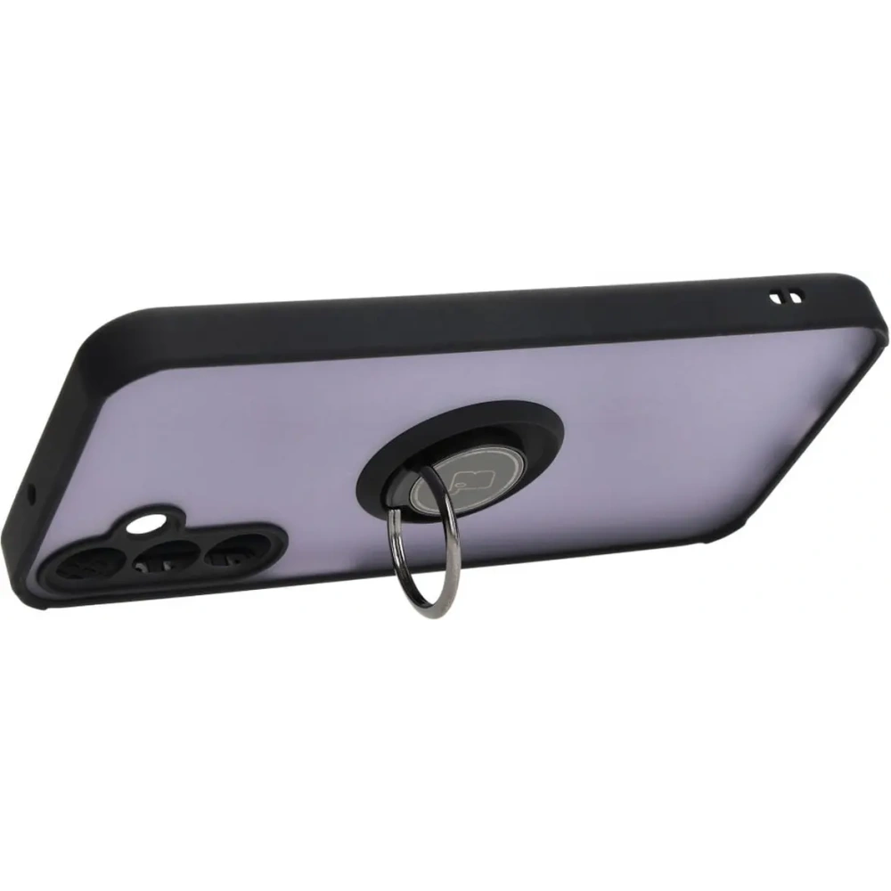 Etui z uchwytem na palec Bizon Case Hybrid Ring do Samsung Galaxy A15 5G/4G przydymione z czarną ramką