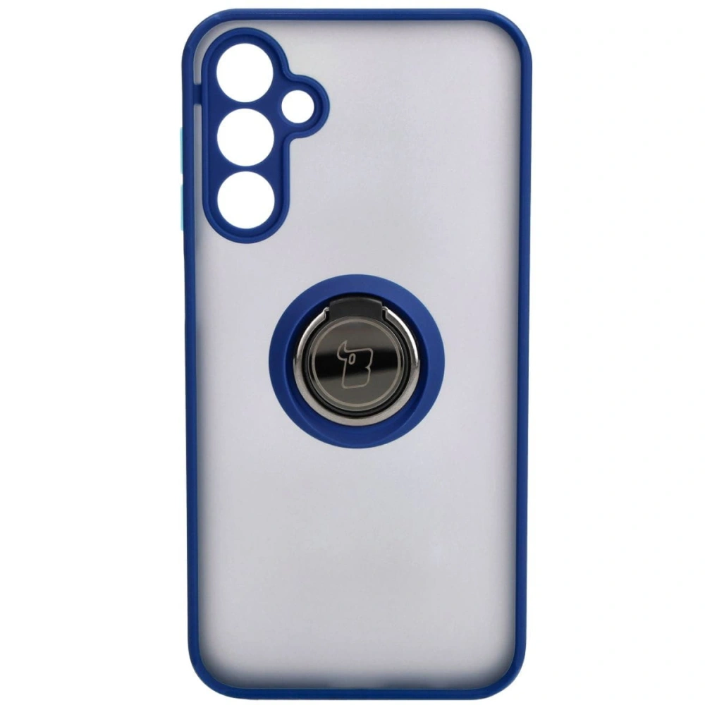 Etui z uchwytem na palec Bizon Case Hybrid Ring do Samsung Galaxy A15 5G/4G przydymione z granatową ramką