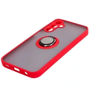 Etui z uchwytem na palec Bizon Case Hybrid Ring do Samsung Galaxy A15 5G/4G kouřové s červeným rámem
