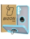 Bizon Case Hybrid Ring Samsung Galaxy A15 5G/4G fumuriu cu un cadru bleu deschis
