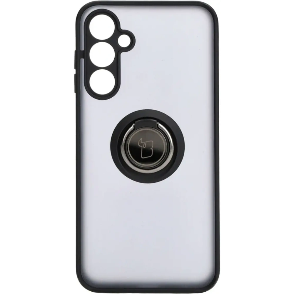 Etui z uchwytem na palec Bizon Case Hybrid Ring do Samsung Galaxy A25 5G przydymione z czarną ramką