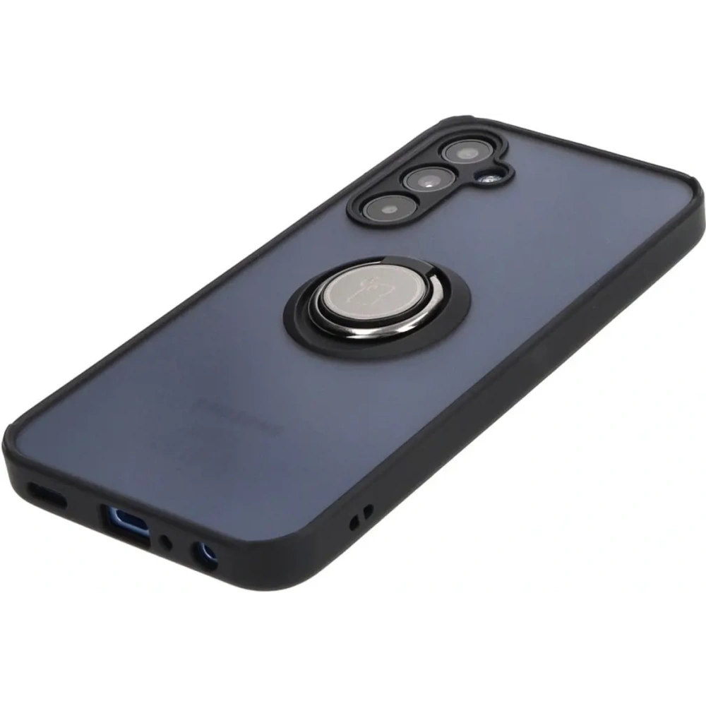 Etui z uchwytem na palec Bizon Case Hybrid Ring do Samsung Galaxy A25 5G przydymione z czarną ramką
