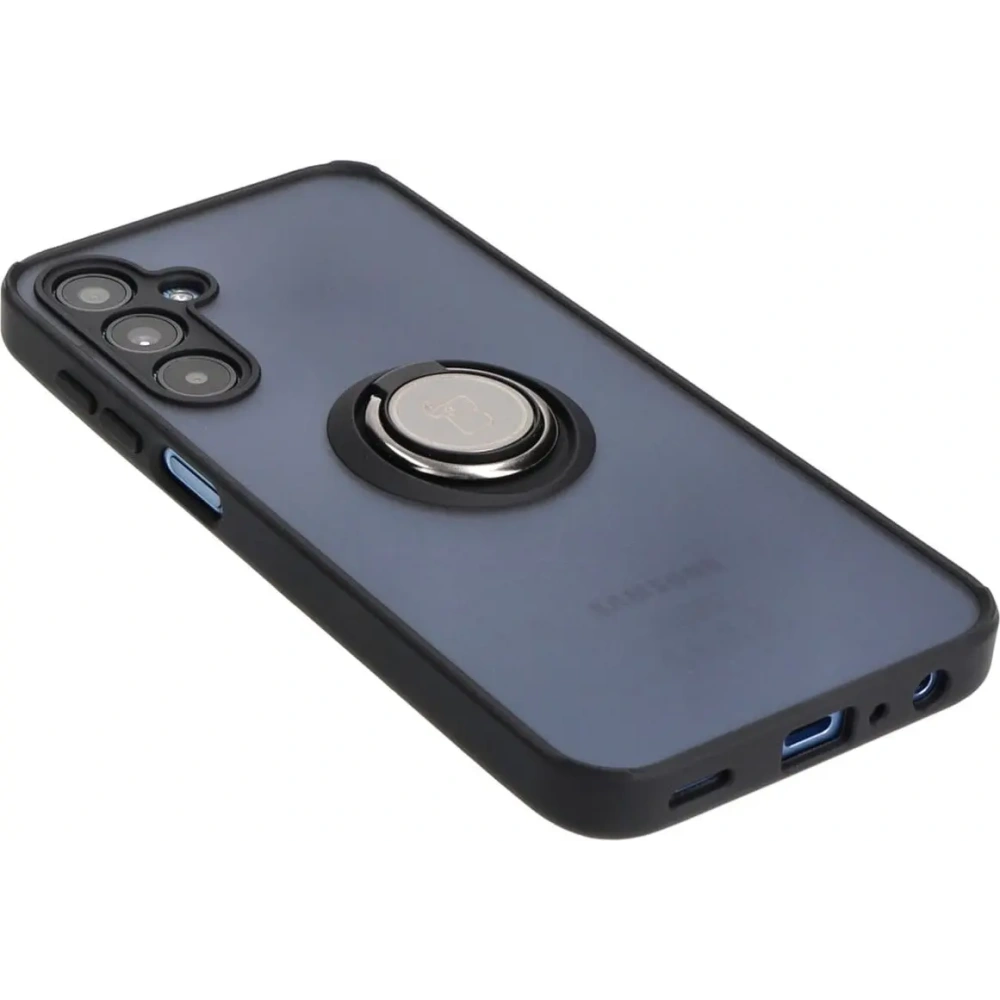 Etui z uchwytem na palec Bizon Case Hybrid Ring do Samsung Galaxy A25 5G przydymione z czarną ramką