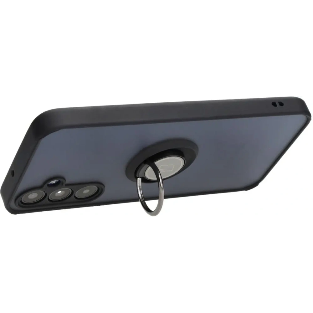 Etui z uchwytem na palec Bizon Case Hybrid Ring do Samsung Galaxy A25 5G przydymione z czarną ramką