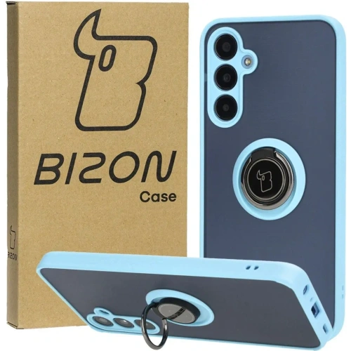 Kup Etui s úchytem na prst Bizon Case Hybrid Ring do Samsung Galaxy A25 5G kouřové s jasně modrým rámečkem - BIZ4195 - {ean13} - Sklep Home Screen