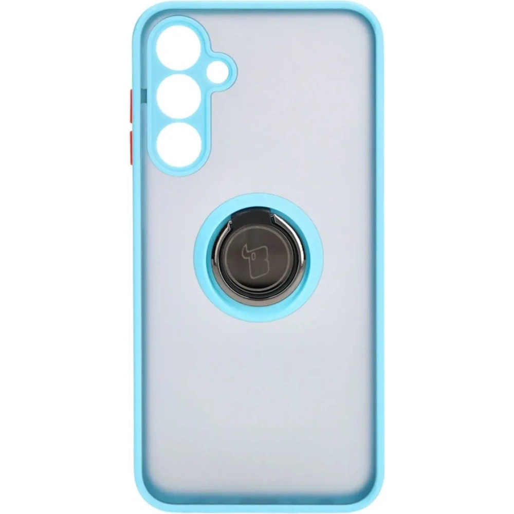 Etui z uchwytem na palec Bizon Case Hybrid Ring do Samsung Galaxy A25 5G przydymione z jasnoniebieską ramką