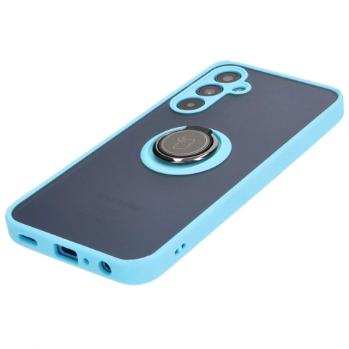 Kup Etui s úchytem na prst Bizon Case Hybrid Ring do Samsung Galaxy A25 5G kouřové s jasně modrým rámečkem - BIZ4195 - {ean13} - Sklep Home Screen