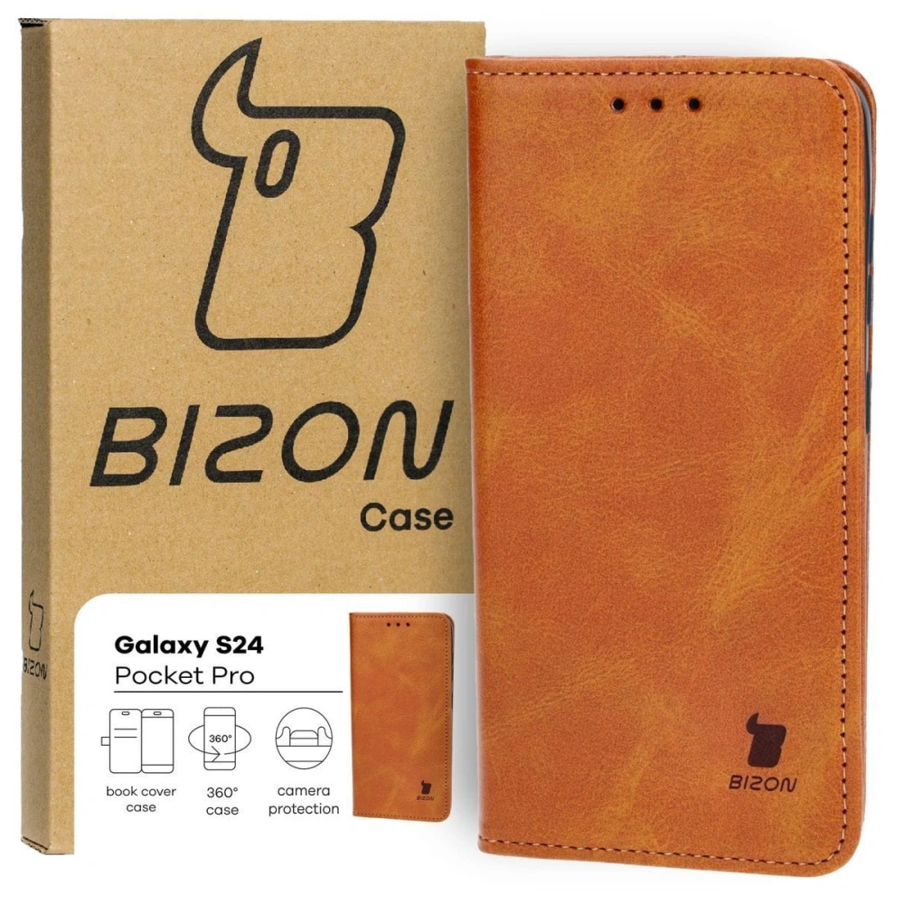 Etui z klapką Bizon Case Pocket Pro do Samsung Galaxy S24 brązowe