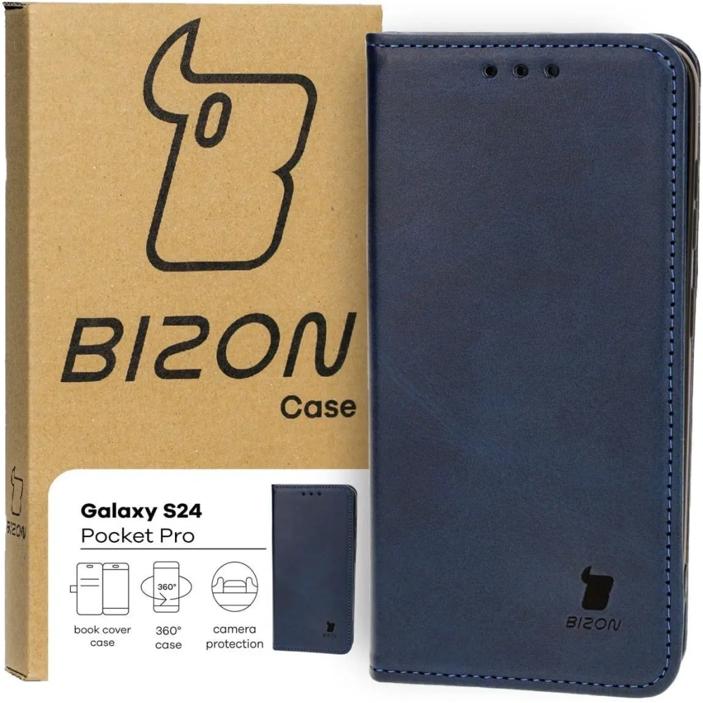 Etui z klapką Bizon Case Pocket Pro do Samsung Galaxy S24 granatowe