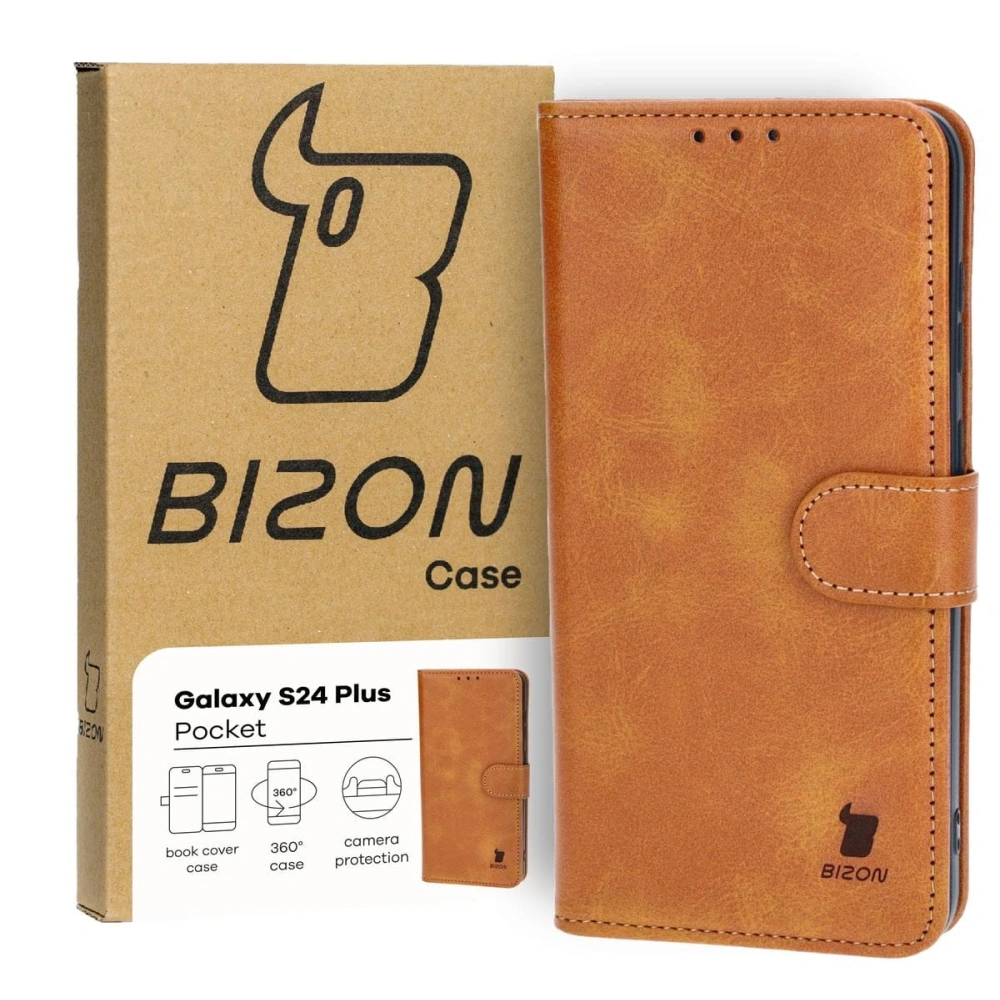 Etui z klapką Bizon Case Pocket do Samsung Galaxy S24 Plus brązowe
