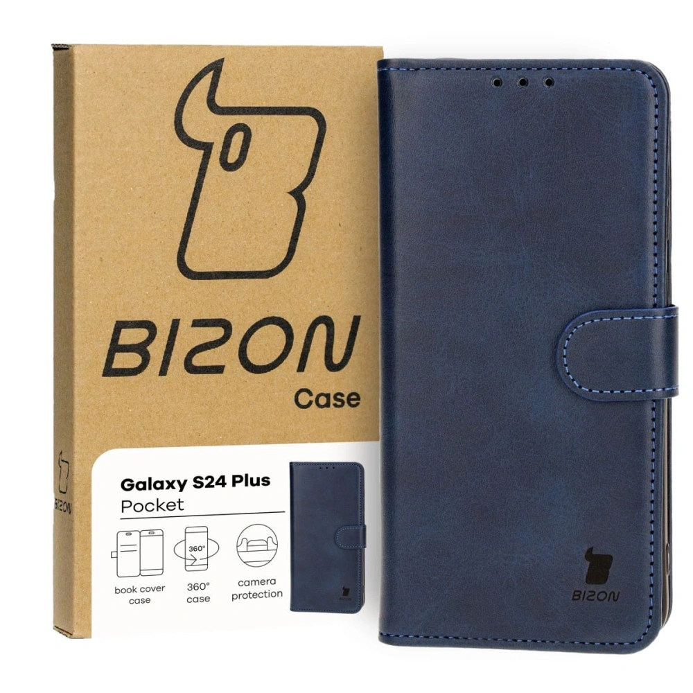 Etui z klapką Bizon Case Pocket do Samsung Galaxy S24 Plus granatowe
