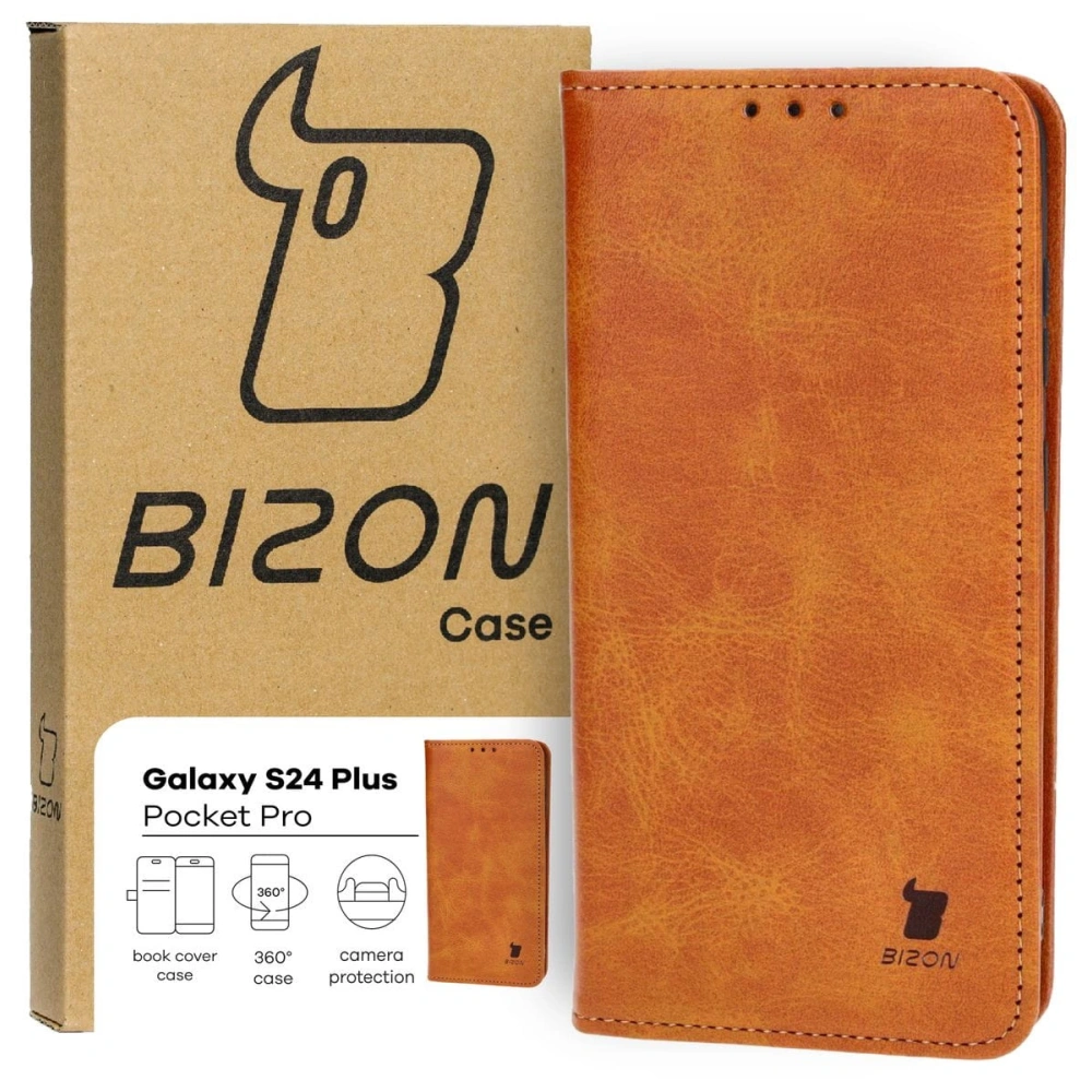Etui z klapką Bizon Case Pocket Pro do Samsung Galaxy S24 Plus brązowe