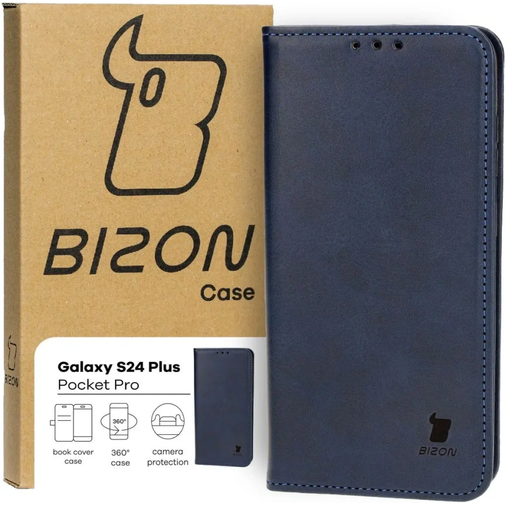Etui z klapką Bizon Case Pocket Pro do Samsung Galaxy S24 Plus granatowe