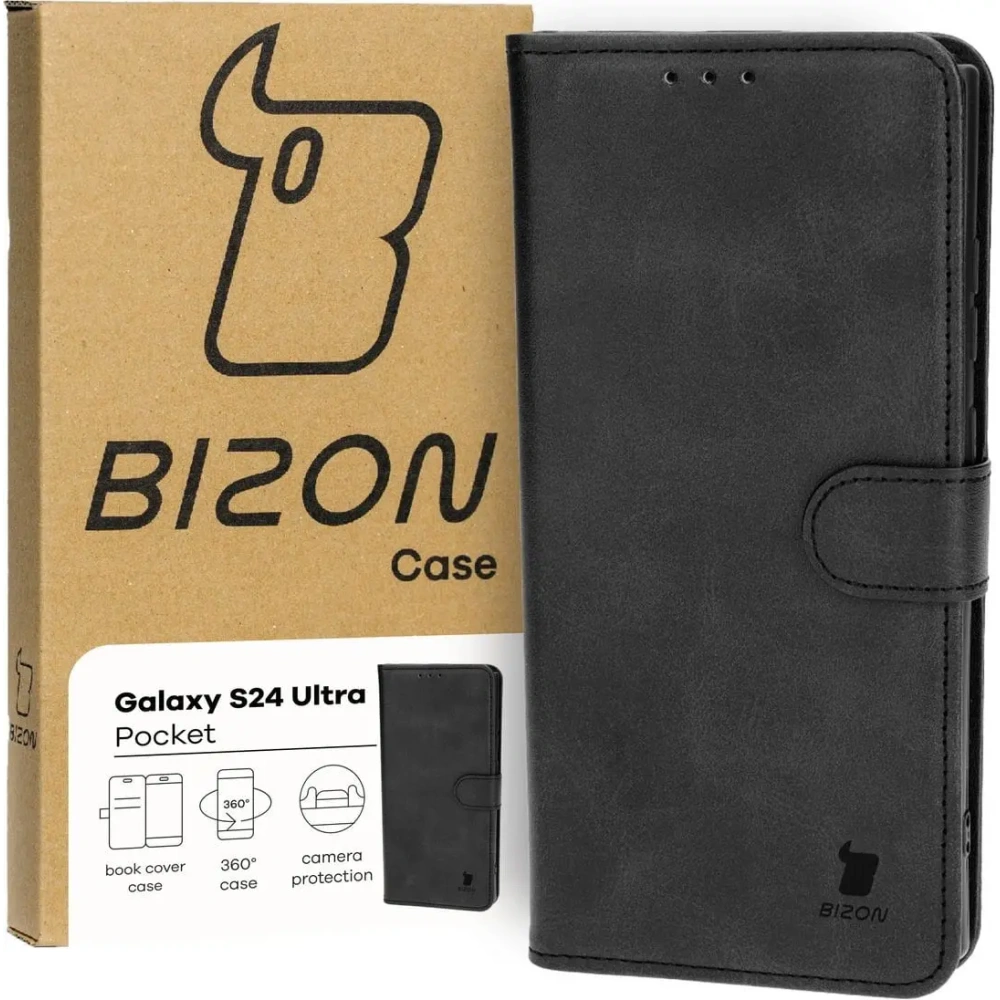 Etui z klapką Bizon Case Pocket do Samsung Galaxy S24 Ultra czarne