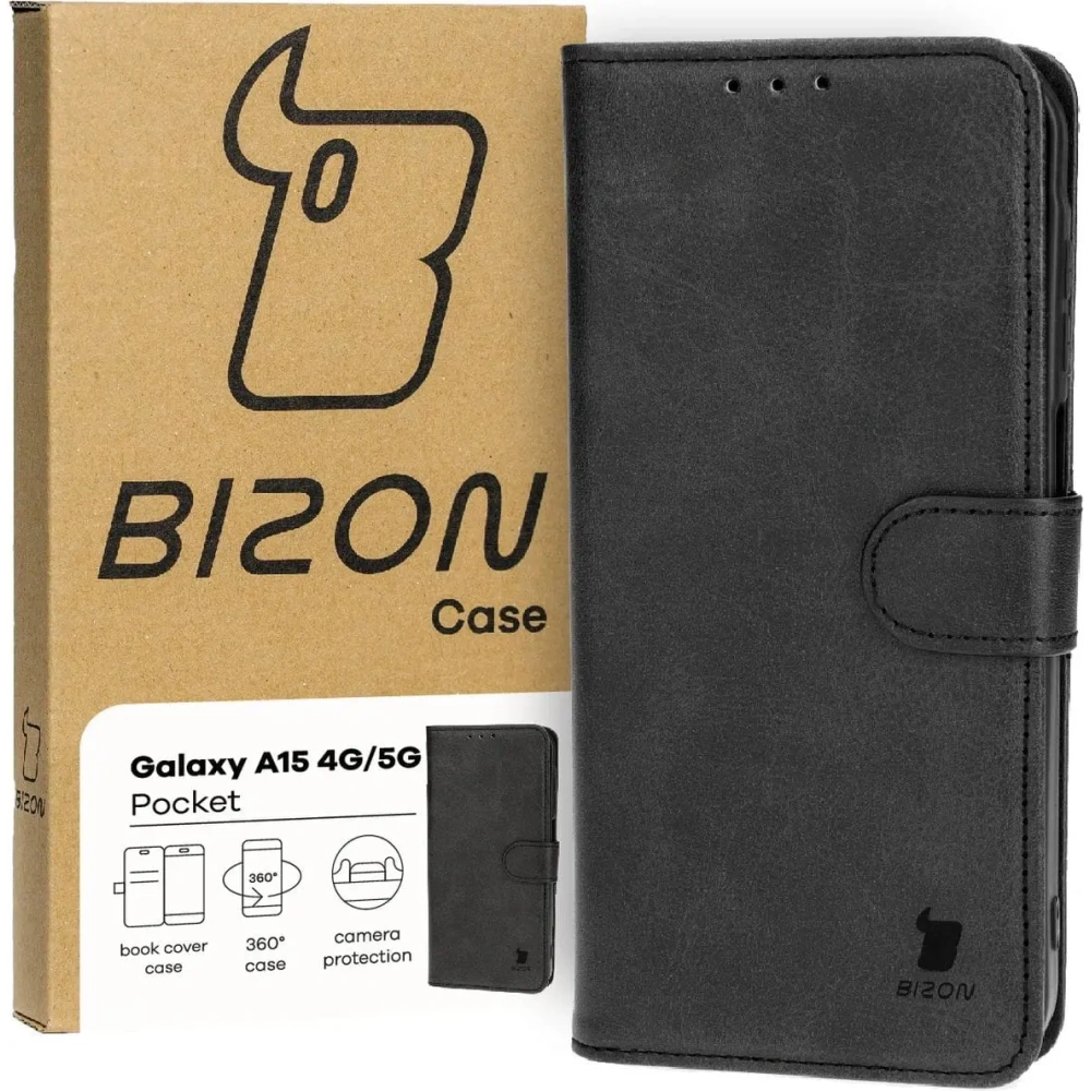 Etui z klapką Bizon Case Pocket do Samsung Galaxy A15 5G/4G czarne