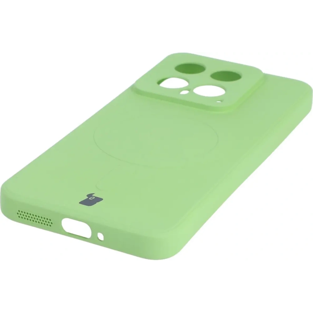 Etui Bizon Case Silicone Magnetic Sq do Xiaomi 14 jasnozielone