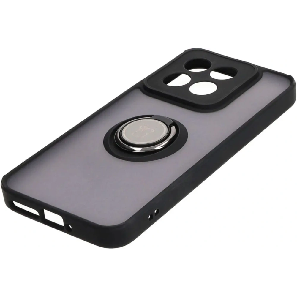 Etui z uchwytem na palec Bizon Case Hybrid Ring do Xiaomi 14 przydymione z czarną ramką