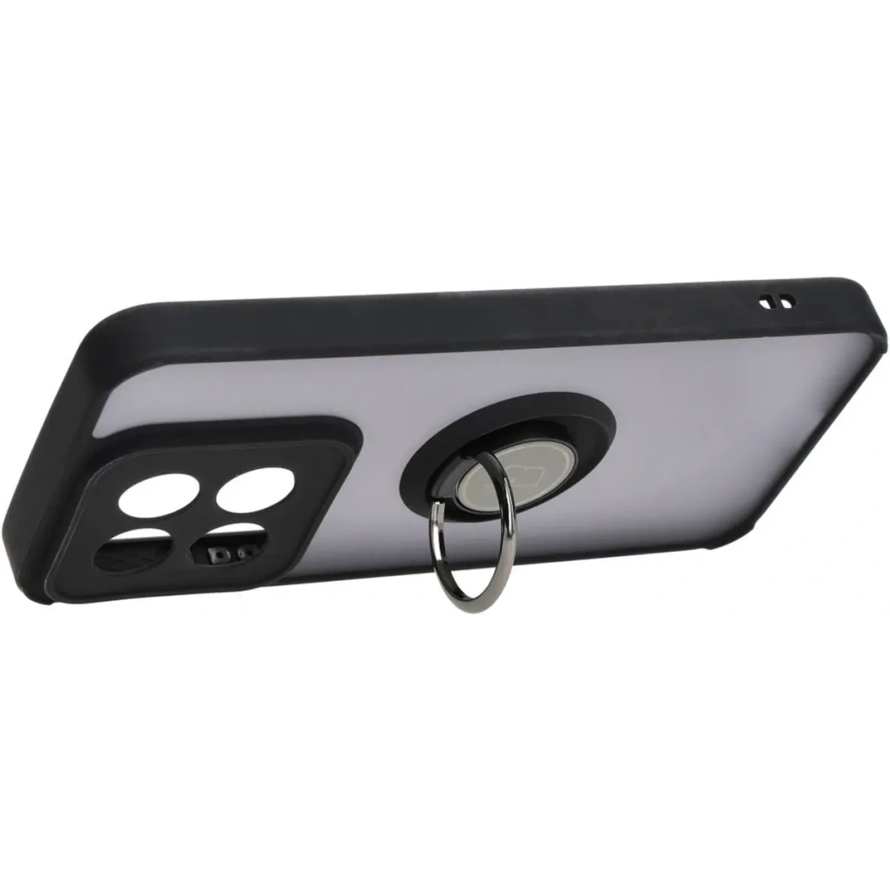 Etui z uchwytem na palec Bizon Case Hybrid Ring do Xiaomi 14 przydymione z czarną ramką