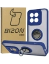 Etui s úchytem na prst Bizon Case Hybrid Ring pro Xiaomi 14 kouřové s modrým rámečkem