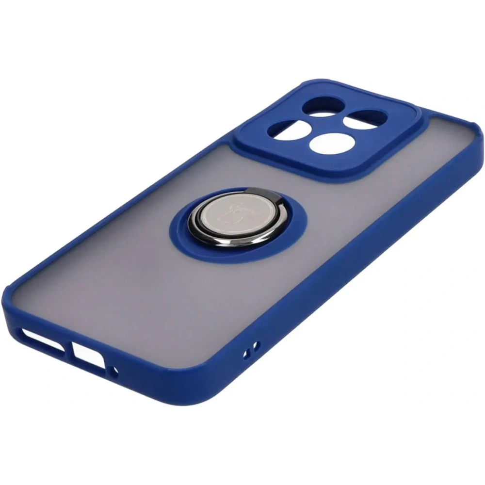 Etui z uchwytem na palec Bizon Case Hybrid Ring do Xiaomi 14 przydymione z granatową ramką