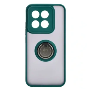 Kup Etui z uchwytem na palec Bizon Case Hybrid Ring do Xiaomi 14 przydymione z ciemnozieloną ramką - BIZ4246 - {ean13} - Sklep Home Screen