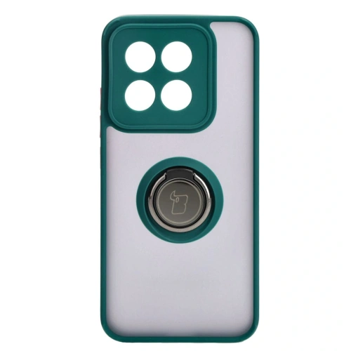 Kup Etui s úchytem na prst Bizon Case Hybrid Ring do Xiaomi 14 kouřové s tmavě zeleným rámem - BIZ4246 - {ean13} - Sklep Home Screen