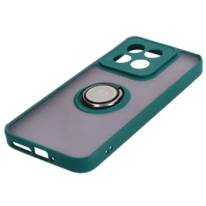 Kup Etui z uchwytem na palec Bizon Case Hybrid Ring do Xiaomi 14 przydymione z ciemnozieloną ramką - BIZ4246 - {ean13} - Sklep Home Screen