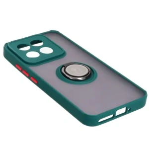 Kup Etui z uchwytem na palec Bizon Case Hybrid Ring do Xiaomi 14 przydymione z ciemnozieloną ramką - BIZ4246 - {ean13} - Sklep Home Screen
