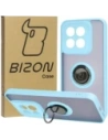 Bizon Case Hybrid Ring Xiaomi 14 fumuriu cu un cadru albastru deschis