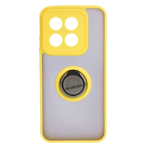 Kup Etui s úchytem na prst Bizon Case Hybrid Ring pro Xiaomi 14 kouřové s žlutým rámečkem - BIZ4249 - {ean13} - Sklep Home Screen