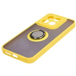 Kup Etui z uchwytem na palec Bizon Case Hybrid Ring do Xiaomi 14 przydymione z żółtą ramką - BIZ4249 - {ean13} - Sklep Home Screen